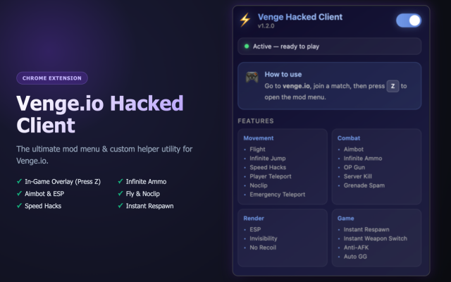 Venge.io Hacked Client Interface Preview